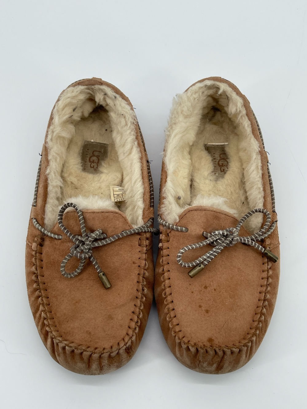 UGG Dakota Chestnut Brown Suede Shearling Moccasin Slippers